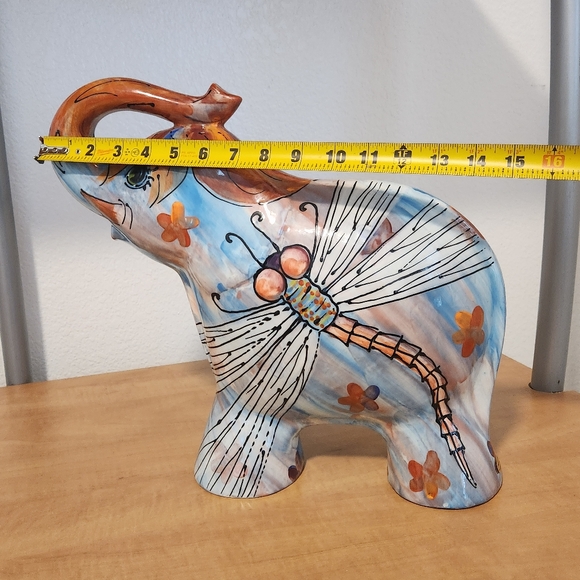 Hand-Painted Ceramic Elephant Figurine - Picture 9 of 11
